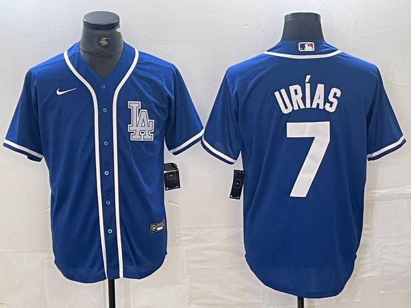 Mens Los Angeles Dodgers #7 Julio Urias Blue Cool Base Stitched Baseball Jersey->los angeles dodgers->MLB Jersey